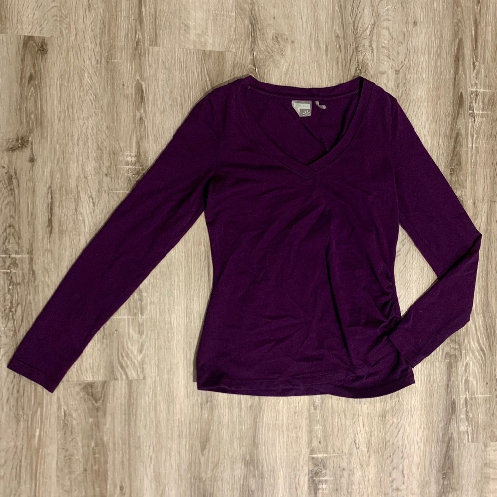 Athleta Long Sleeve V-Neck Tee in Deep Plum